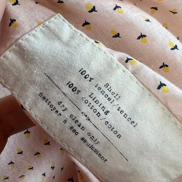 Cartonnier by Anthropologie Open Front Calin Ruffle 3/4 Sleeve Blazer Pink Small - Picture 6 of 7